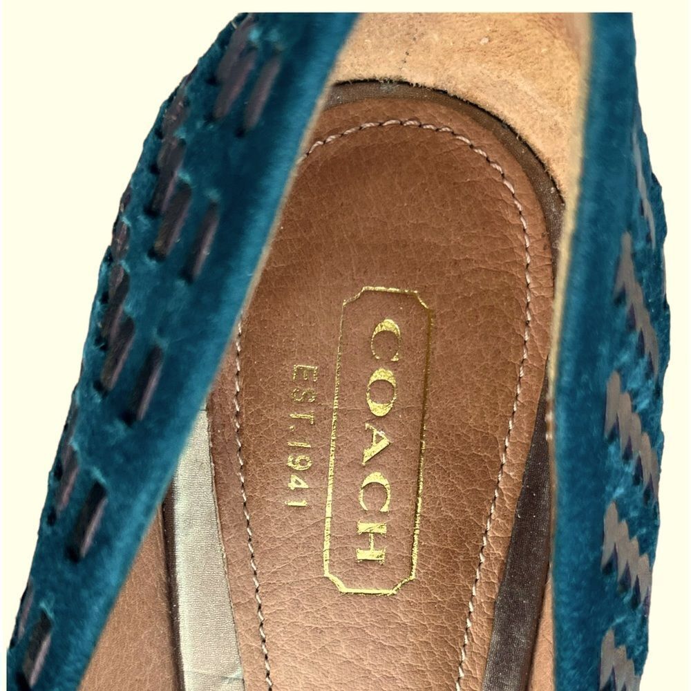 Coach Pointed Toe Woven Suede/Leather Ballet Flats Excellent Condition Size 6.5 - Picture 8 of 9